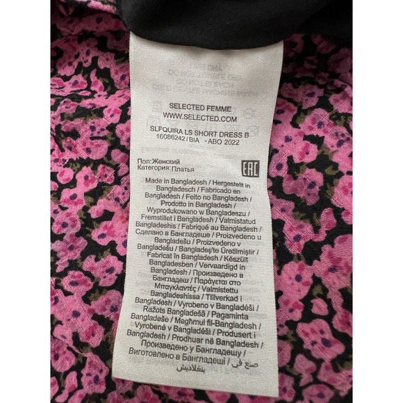 SELECTED FEMME Pink Floral Ruffles Boho Luxury Scandinavian 34 US 6 Eco Friendly - Picture 14 of 16